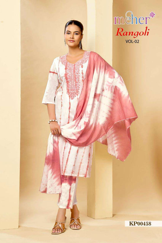 Meher Rangoli Vol 2 Cotton Cambric Top Bottom Dupatta Set