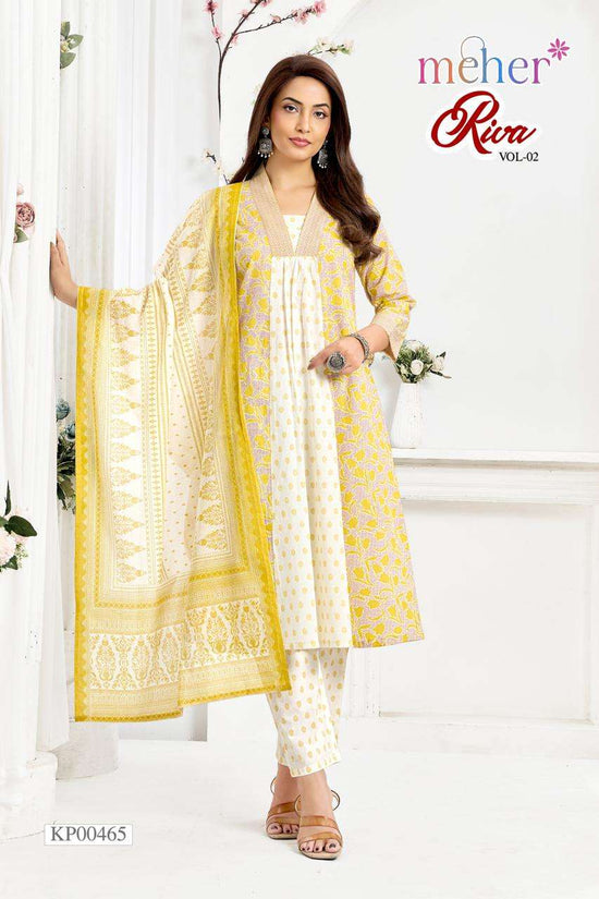 Meher Riva Vol 2 Cotton Cambric Kurti Pant Dupatta Set