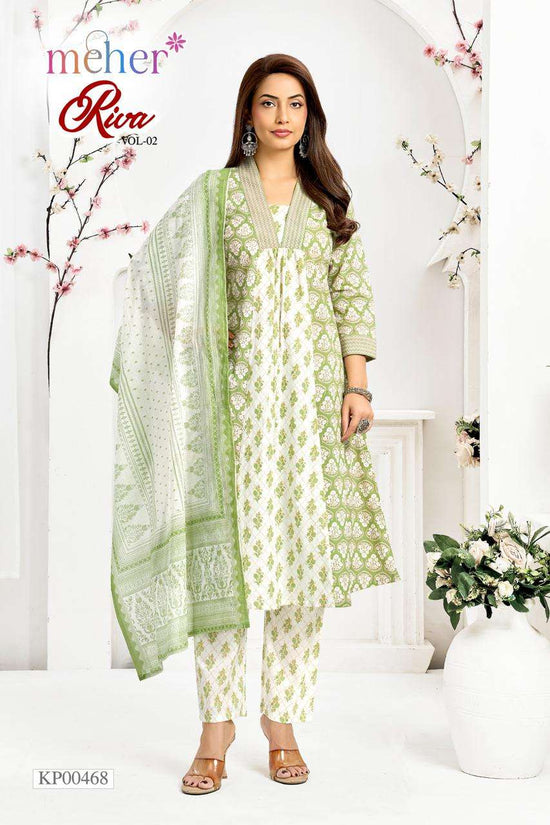 Meher Riva Vol 2 Cotton Cambric Kurti Pant Dupatta Set