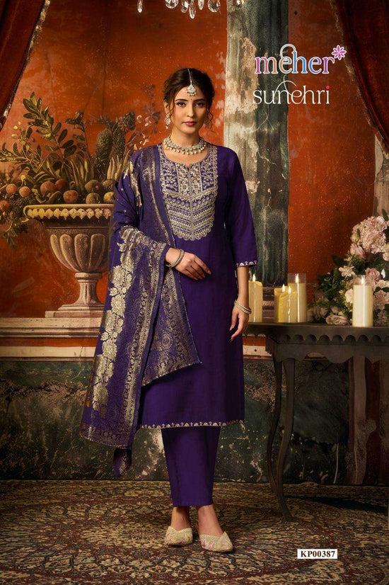 Meher Sunehri Designer Gadhwal Fabric 3 Piece Salwar Suit Set