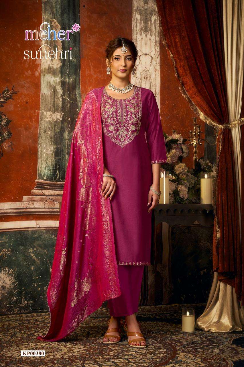Meher Sunehri Designer Gadhwal Fabric 3 Piece Salwar Suit Set