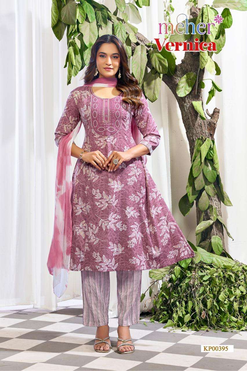 Meher Vernica Capsule Fabric Kurti Pant Dupatta Set - Amrah Wholesale