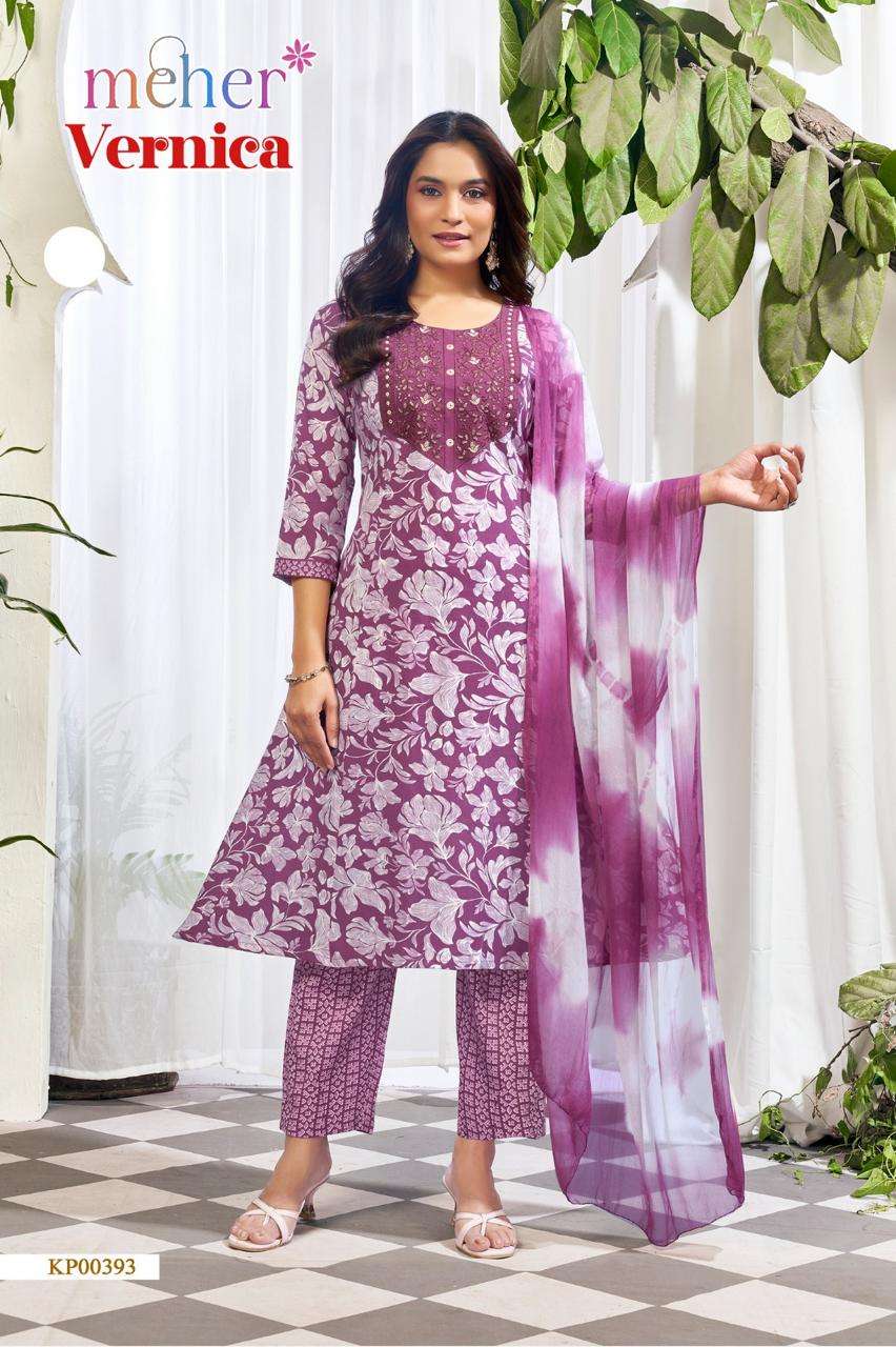Meher Vernica Capsule Fabric Kurti Pant Dupatta Set - Amrah Wholesale