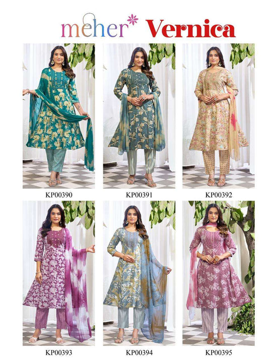 Meher Vernica Capsule Fabric Kurti Pant Dupatta Set - Amrah Wholesale