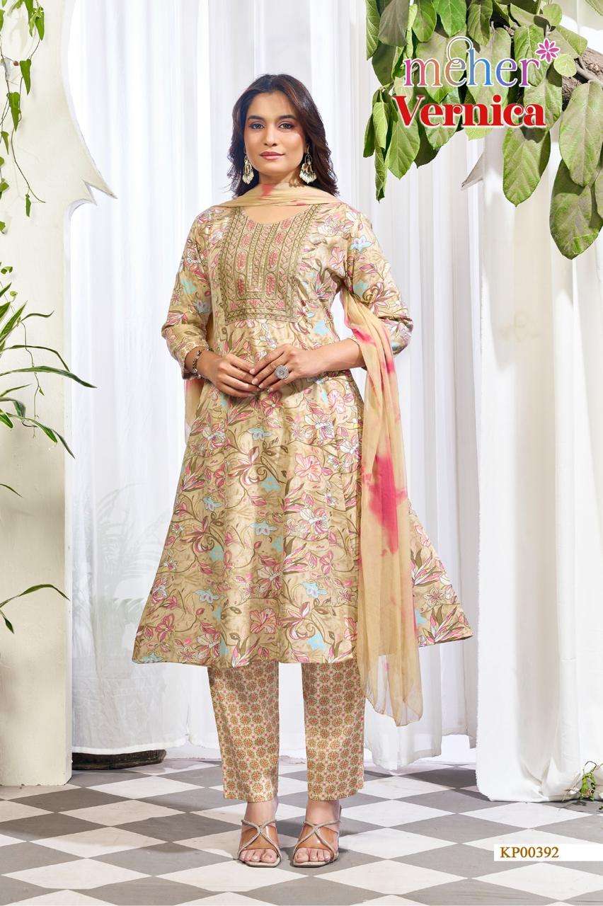 Meher Vernica Capsule Fabric Kurti Pant Dupatta Set - Amrah Wholesale