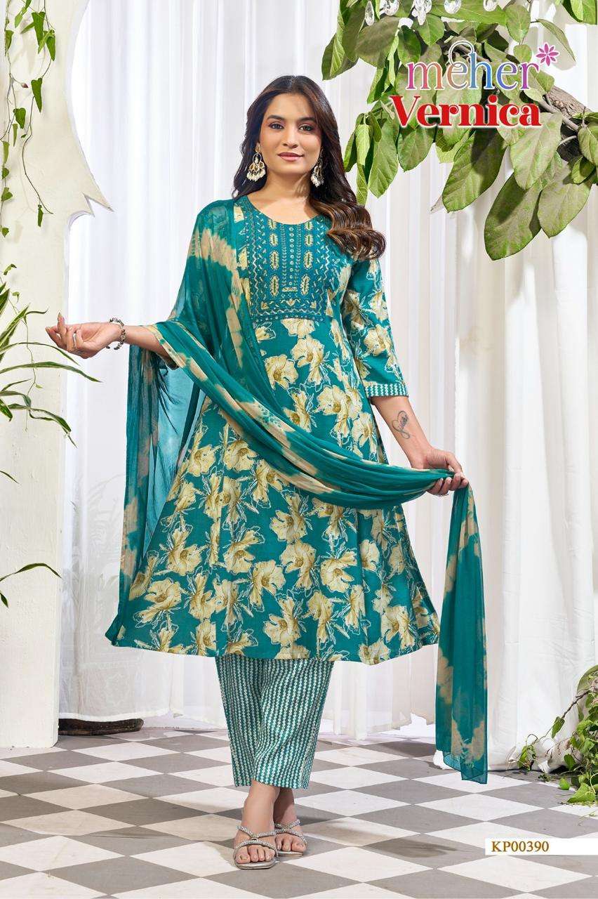 Meher Vernica Capsule Fabric Kurti Pant Dupatta Set - Amrah Wholesale