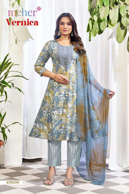 Meher Vernica Capsule Fabric Kurti Pant Dupatta Set - Amrah Wholesale