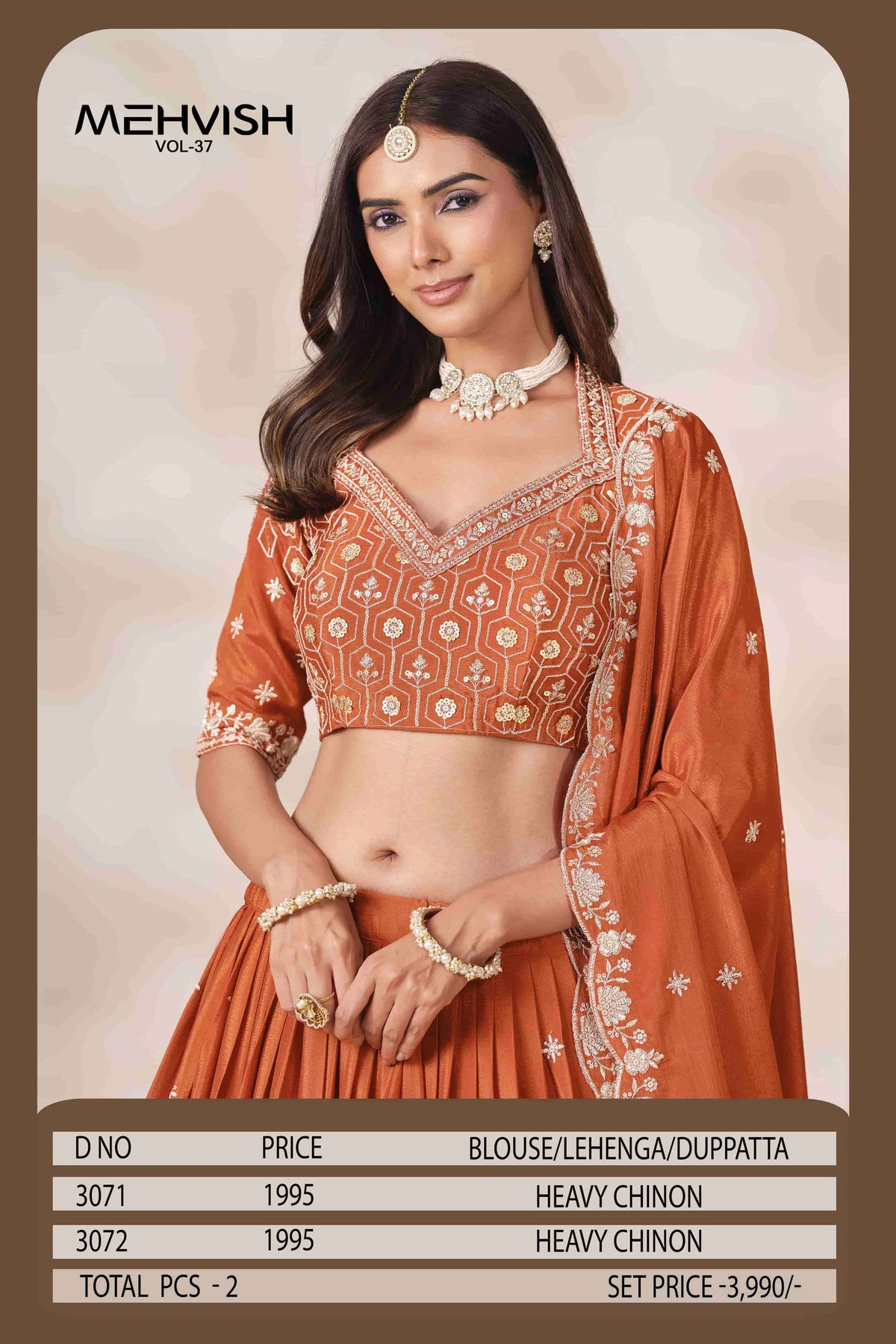 MEHVISH VOL-37 Chinon Embroidered Party Wear Lehenga