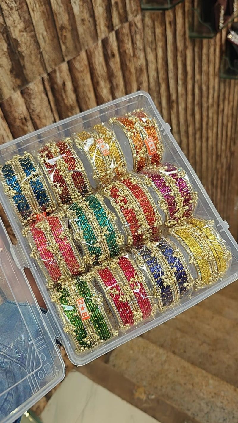 Metallic Steel Bangles With Kashmiri 1 Bangle Set