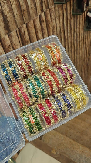 Metallic Steel Bangles With Kashmiri 1 Bangle Set