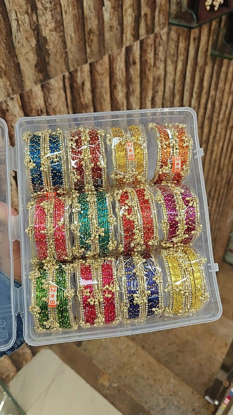 Metallic Steel Bangles With Kashmiri 1 Bangle Set