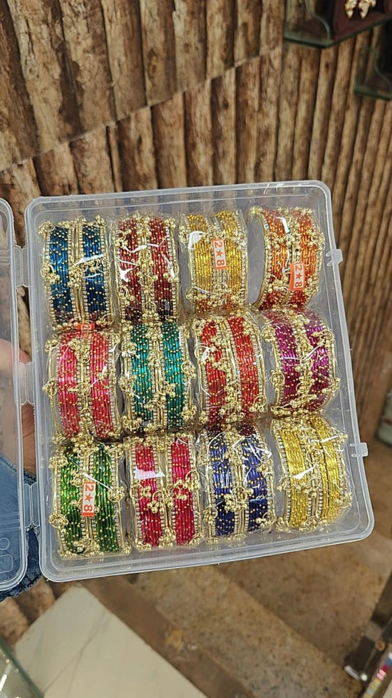 Metallic Steel Bangles With Kashmiri 1 Bangle Set