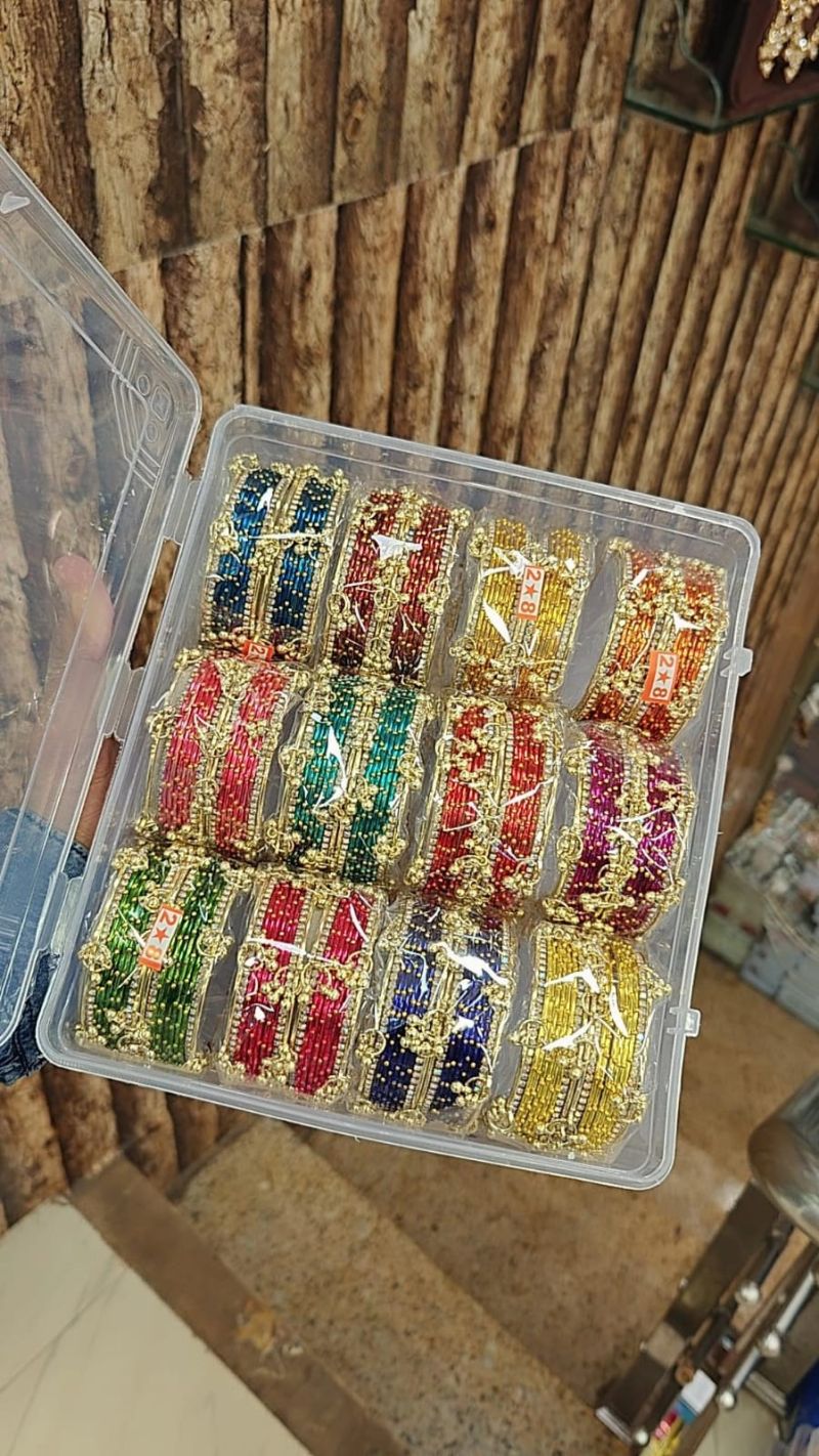 Metallic Steel Bangles With Kashmiri 1 Bangle Set