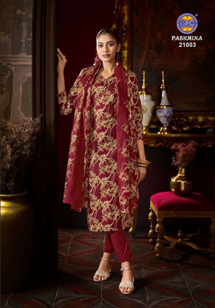 MFC Pashmina Vol-21 Cotton Printed Unstitched Salwar Suit Material