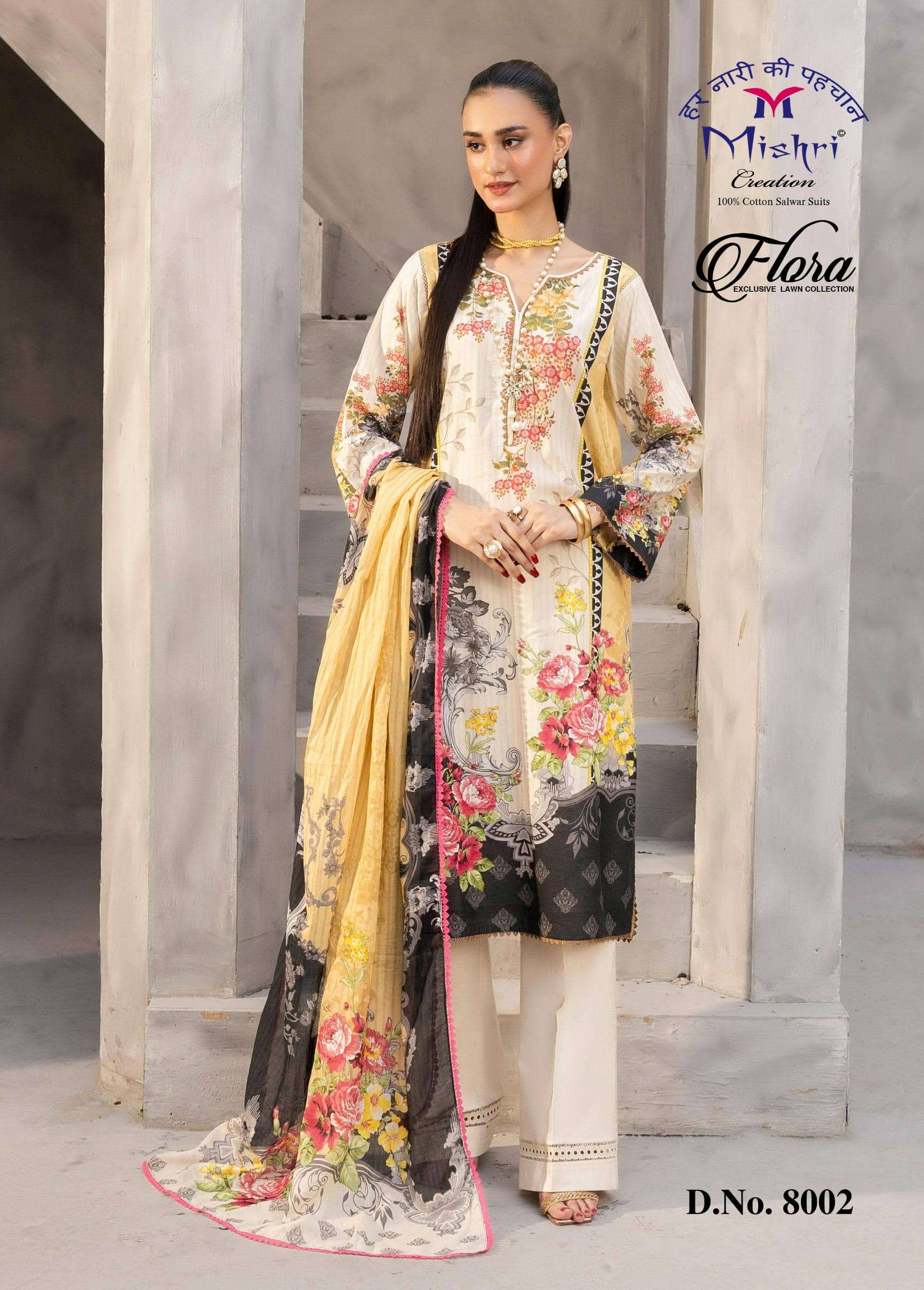 Mishri Creation Flora Vol-08 Cotton Lawn Printed Pakistani Suit