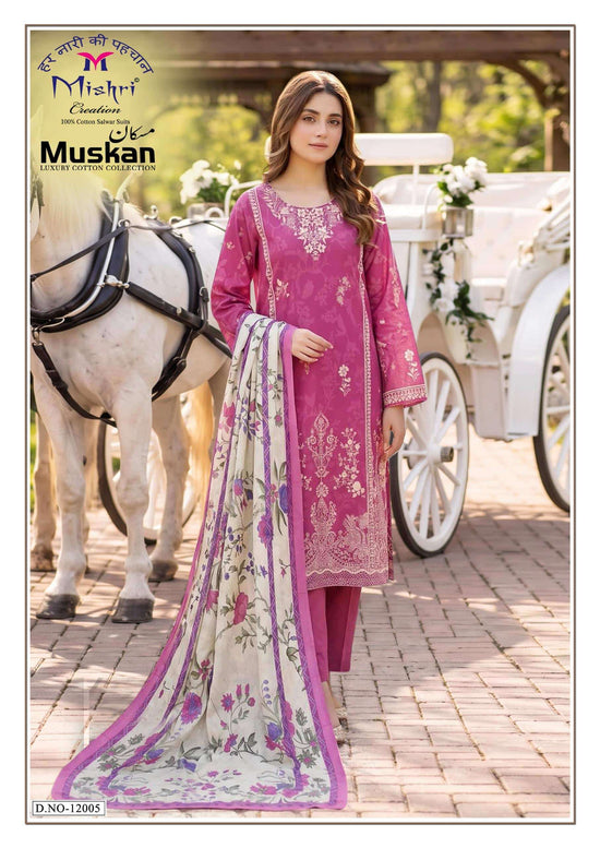 Mishri Muskan Vol 12 Heavy Pure Karachi Cotton Dress Material