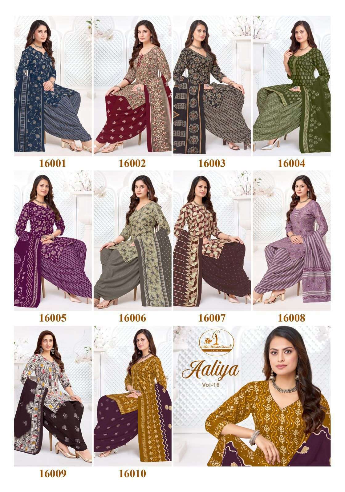 Miss World Choice Aaliya Vol 16 Pure Cotton Dress Material - Amrah Wholesale