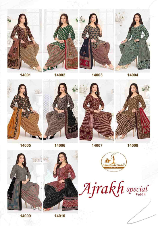 Miss World Choice Ajrakh Special Vol 14 Pure Cotton Printed Salwar Suit Set