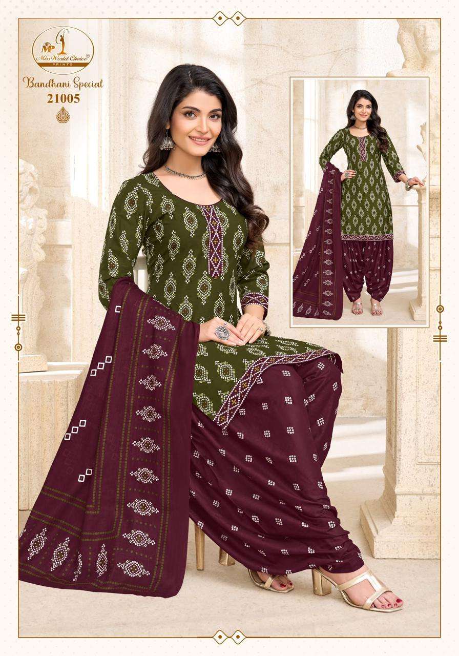 Miss World Choice Bandhani Special Vol 21 Pure Cotton Dress Material Wholesale
