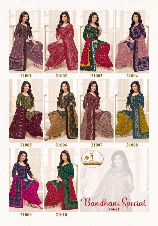 Miss World Choice Bandhani Special Vol 21 Pure Cotton Dress Material Wholesale