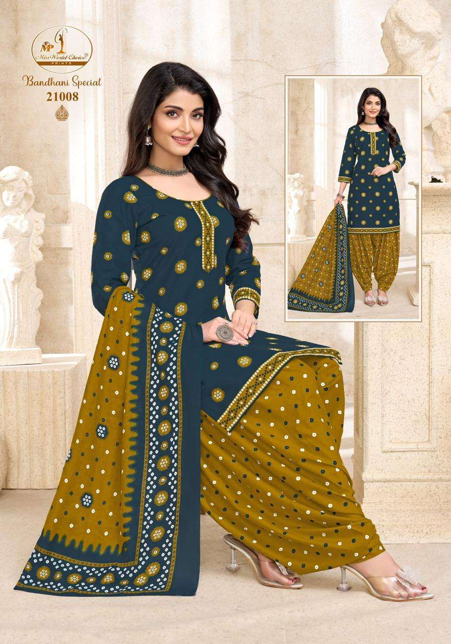 Miss World Choice Bandhani Special Vol 21 Pure Cotton Dress Material Wholesale