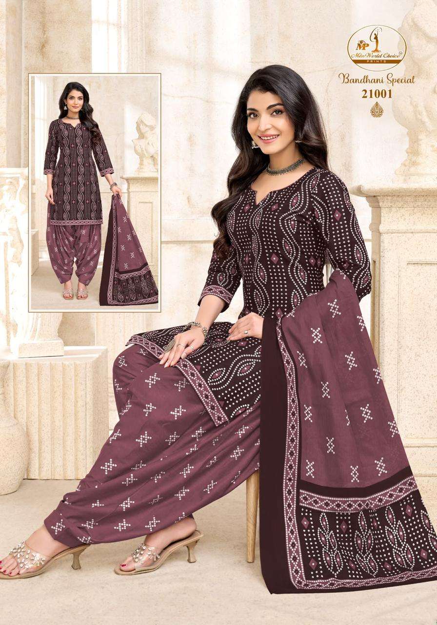 Miss World Choice Bandhani Special Vol 21 Pure Cotton Dress Material Wholesale
