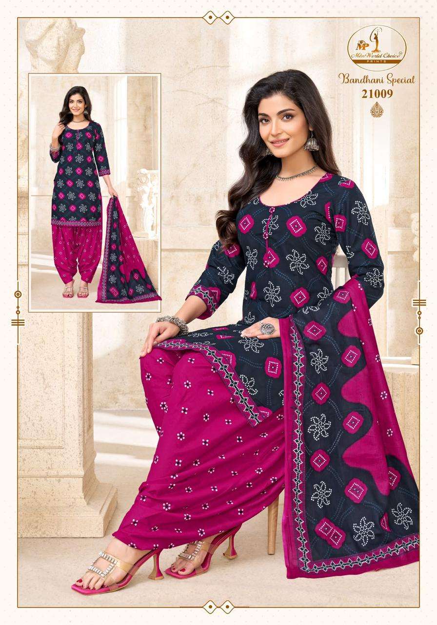 Miss World Choice Bandhani Special Vol 21 Pure Cotton Dress Material Wholesale