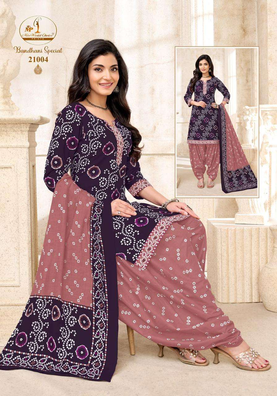 Miss World Choice Bandhani Special Vol 21 Pure Cotton Dress Material Wholesale