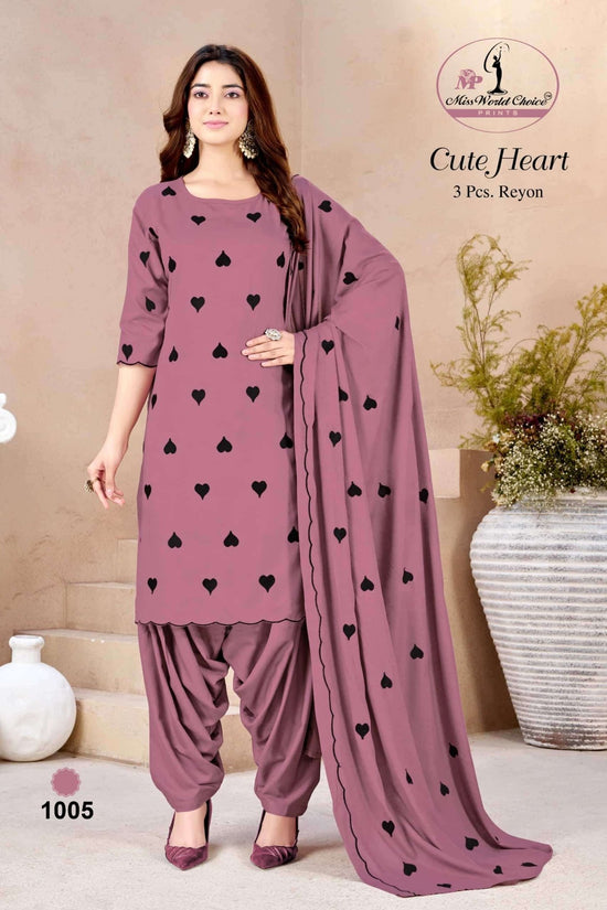 Miss World Choice Cute Heart Vol 1 Premium Rayon Dress Material Wholesale - Amrah Wholesale