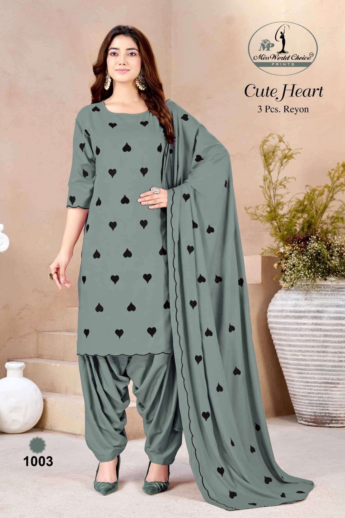 Miss World Choice Cute Heart Vol 1 Premium Rayon Dress Material Wholesale - Amrah Wholesale