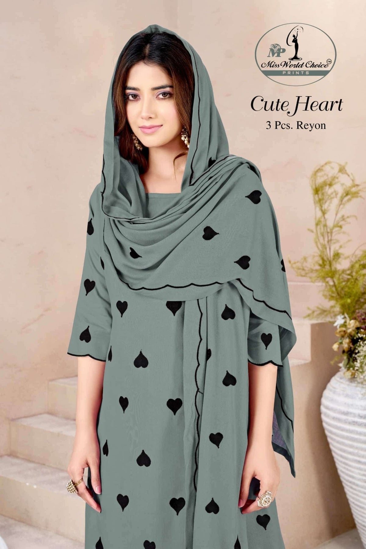 Miss World Choice Cute Heart Vol 1 Premium Rayon Dress Material Wholesale - Amrah Wholesale