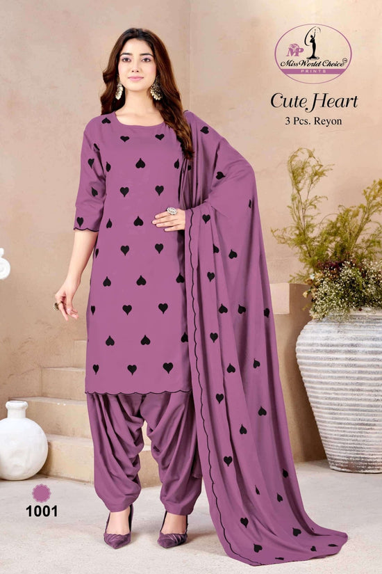 Miss World Choice Cute Heart Vol 1 Premium Rayon Dress Material Wholesale - Amrah Wholesale