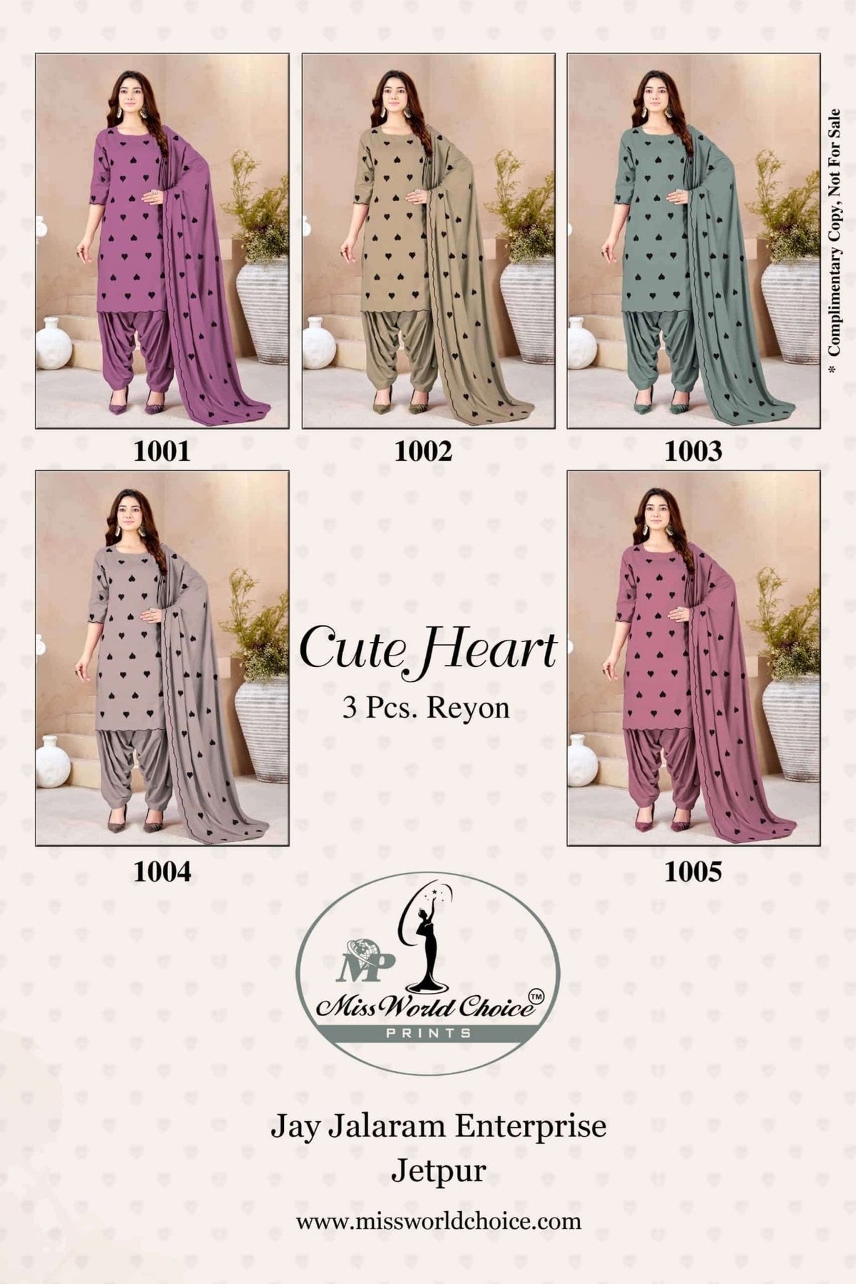 Miss World Choice Cute Heart Vol 1 Premium Rayon Dress Material Wholesale - Amrah Wholesale