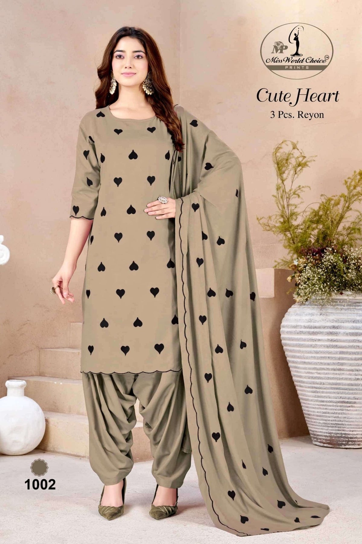 Miss World Choice Cute Heart Vol 1 Premium Rayon Dress Material Wholesale - Amrah Wholesale