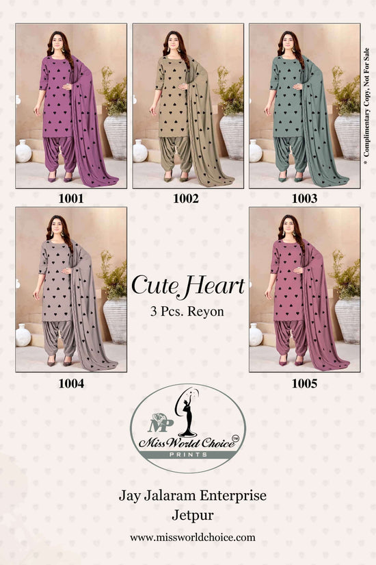 Miss World Choice Cute Heart Vol 1 Premium Rayon Dress Material Wholesale