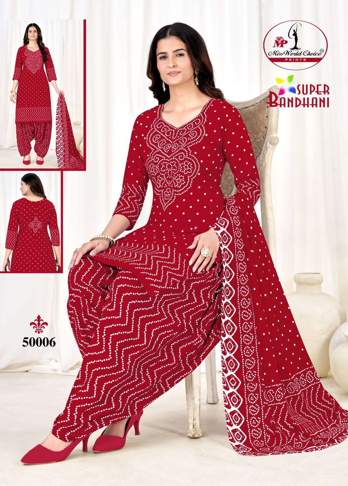 Miss World Choice Super Bandhani Vol 50 Pure Cotton Dress Material