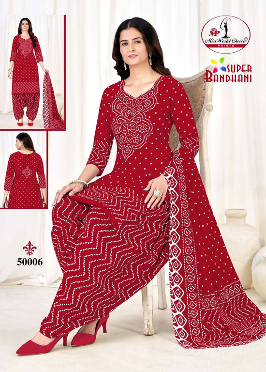 Miss World Choice Super Bandhani Vol 50 Pure Cotton Dress Material