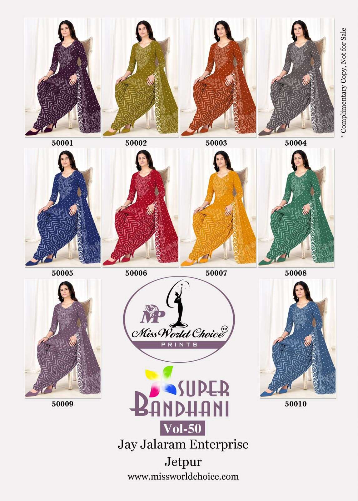 Miss World Choice Super Bandhani Vol 50 Pure Cotton Dress Material