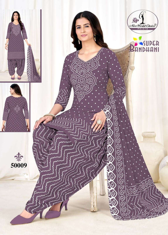 Miss World Choice Super Bandhani Vol 50 Pure Cotton Dress Material