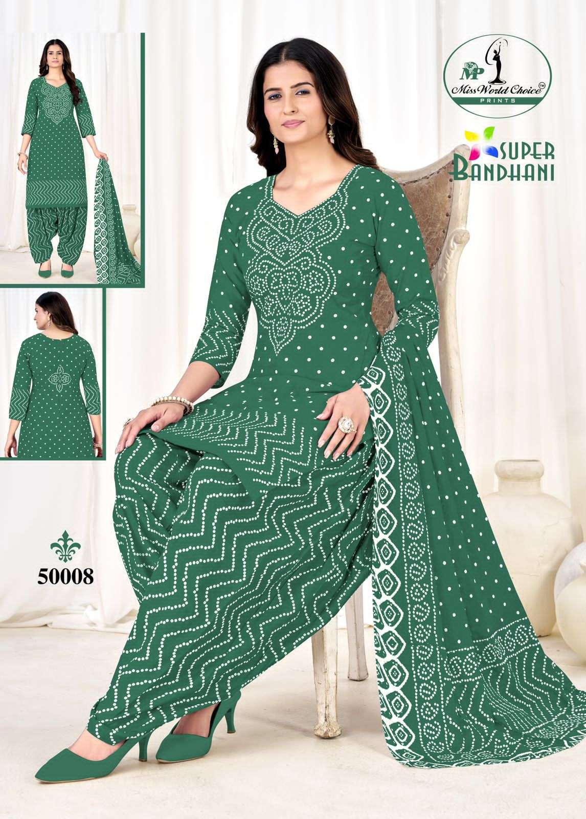 Miss World Choice Super Bandhani Vol 50 Pure Cotton Dress Material