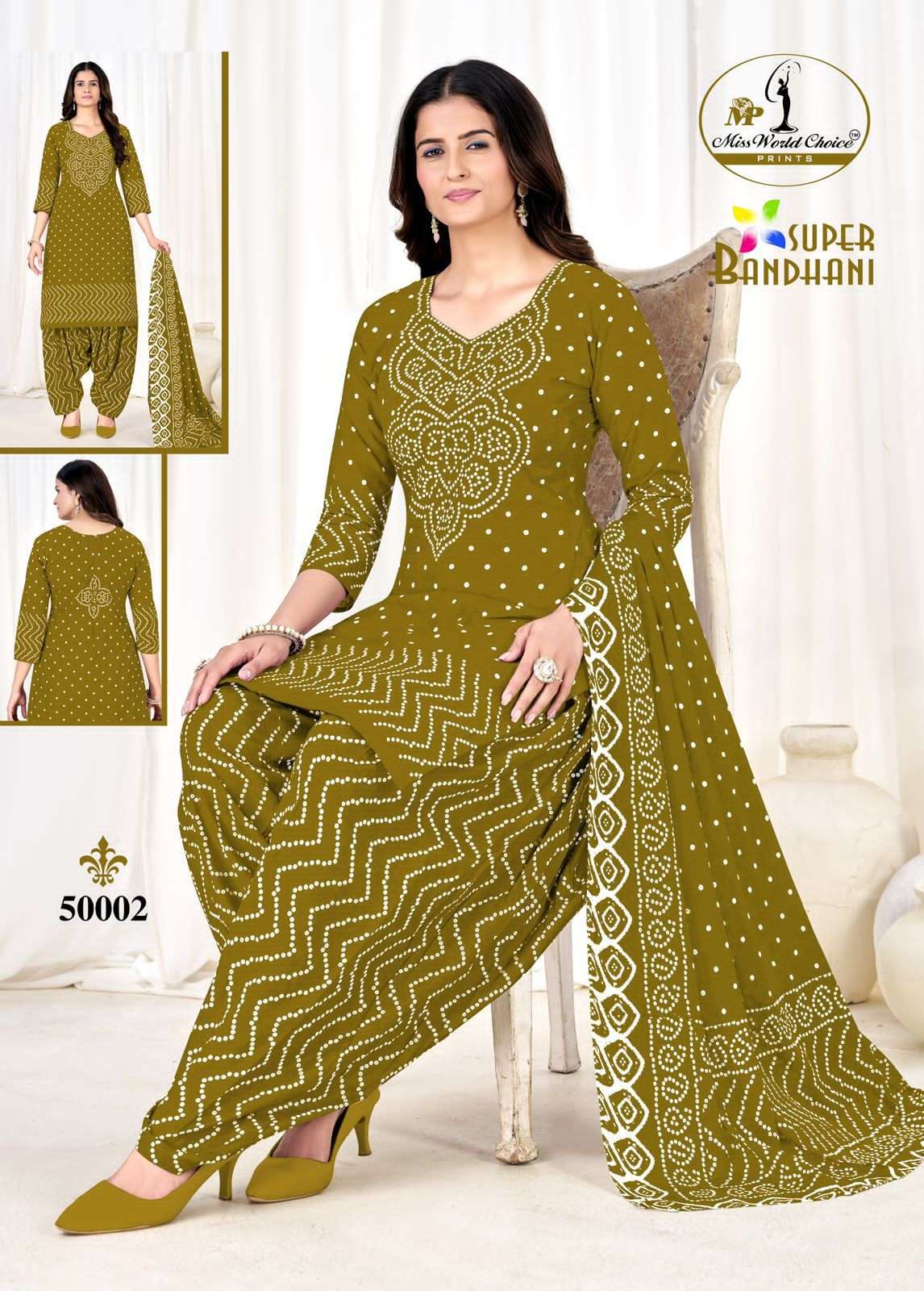 Miss World Choice Super Bandhani Vol 50 Pure Cotton Dress Material