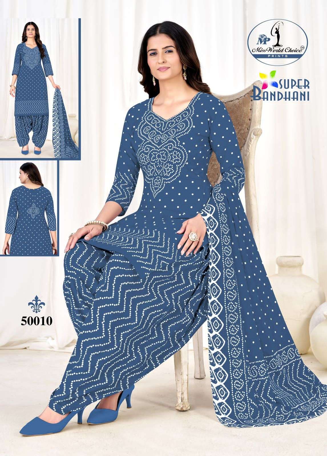 Miss World Choice Super Bandhani Vol 50 Pure Cotton Dress Material