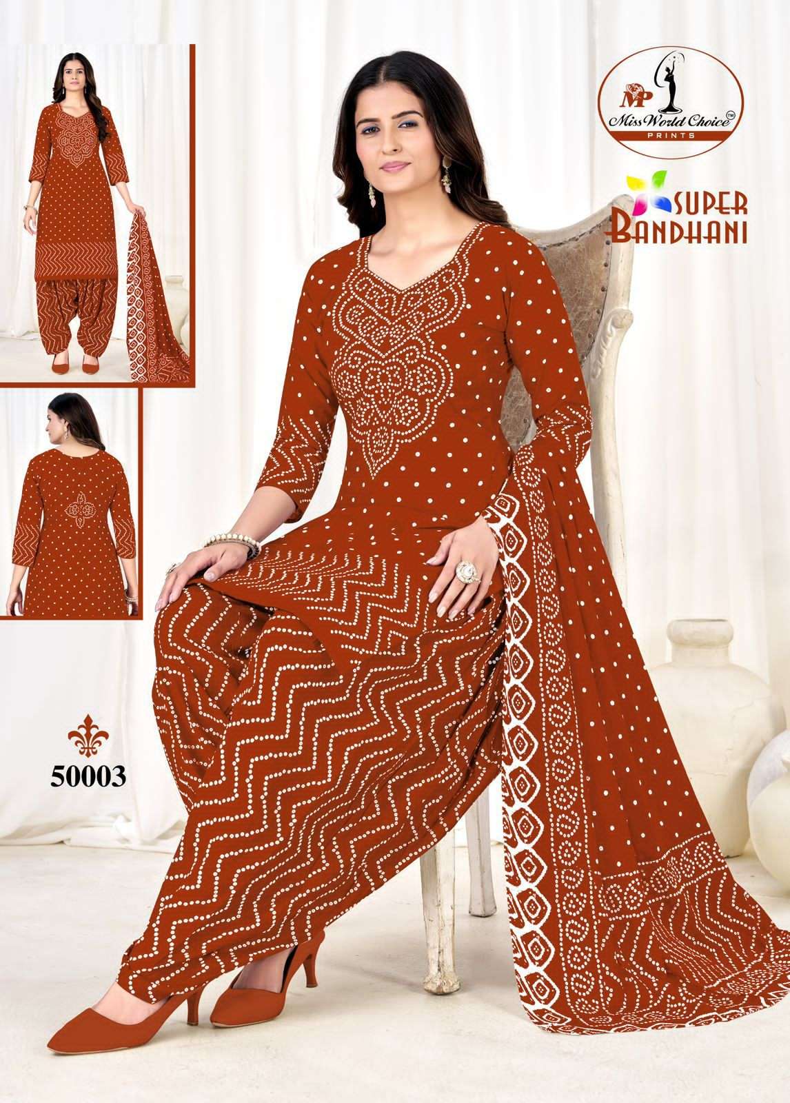 Miss World Choice Super Bandhani Vol 50 Pure Cotton Dress Material