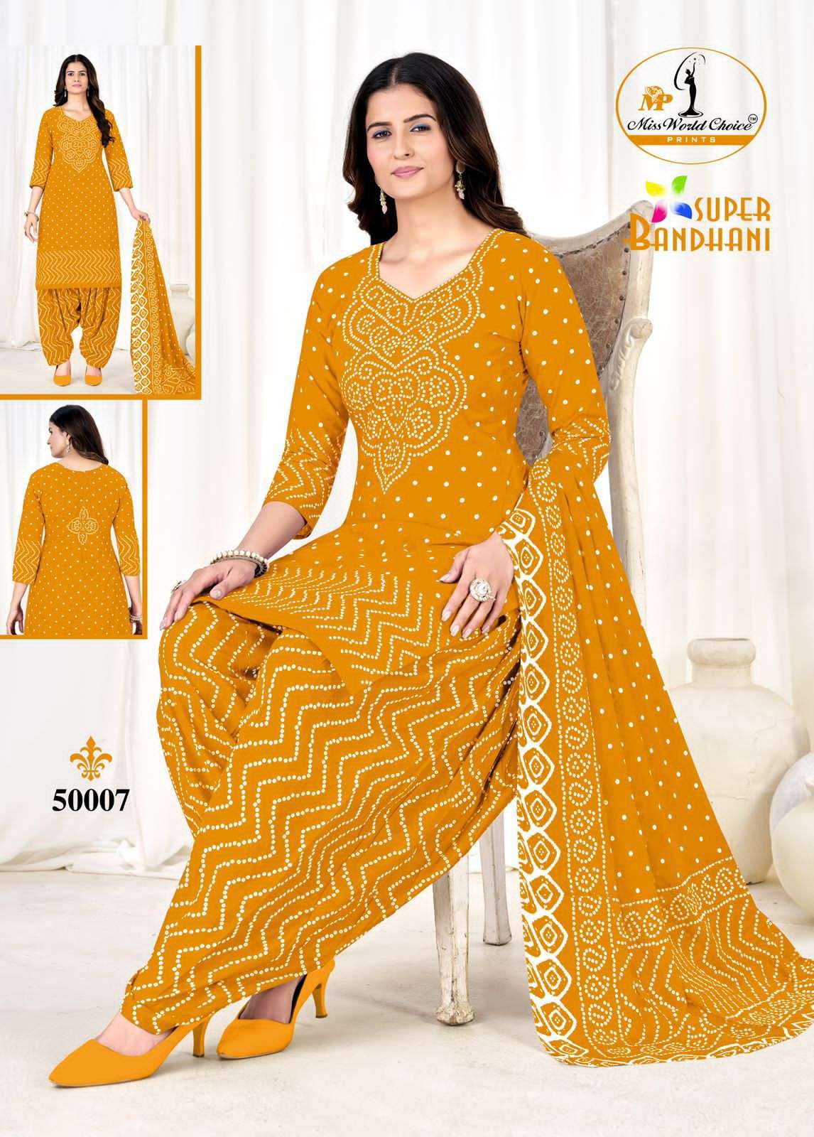 Miss World Choice Super Bandhani Vol 50 Pure Cotton Dress Material