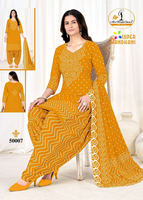 Miss World Choice Super Bandhani Vol 50 Pure Cotton Dress Material