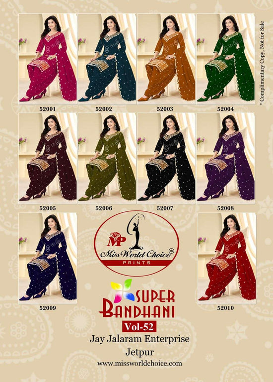 Miss World Choice Super Bandhani Vol 52 Pure Cotton Bandhani Dress Material