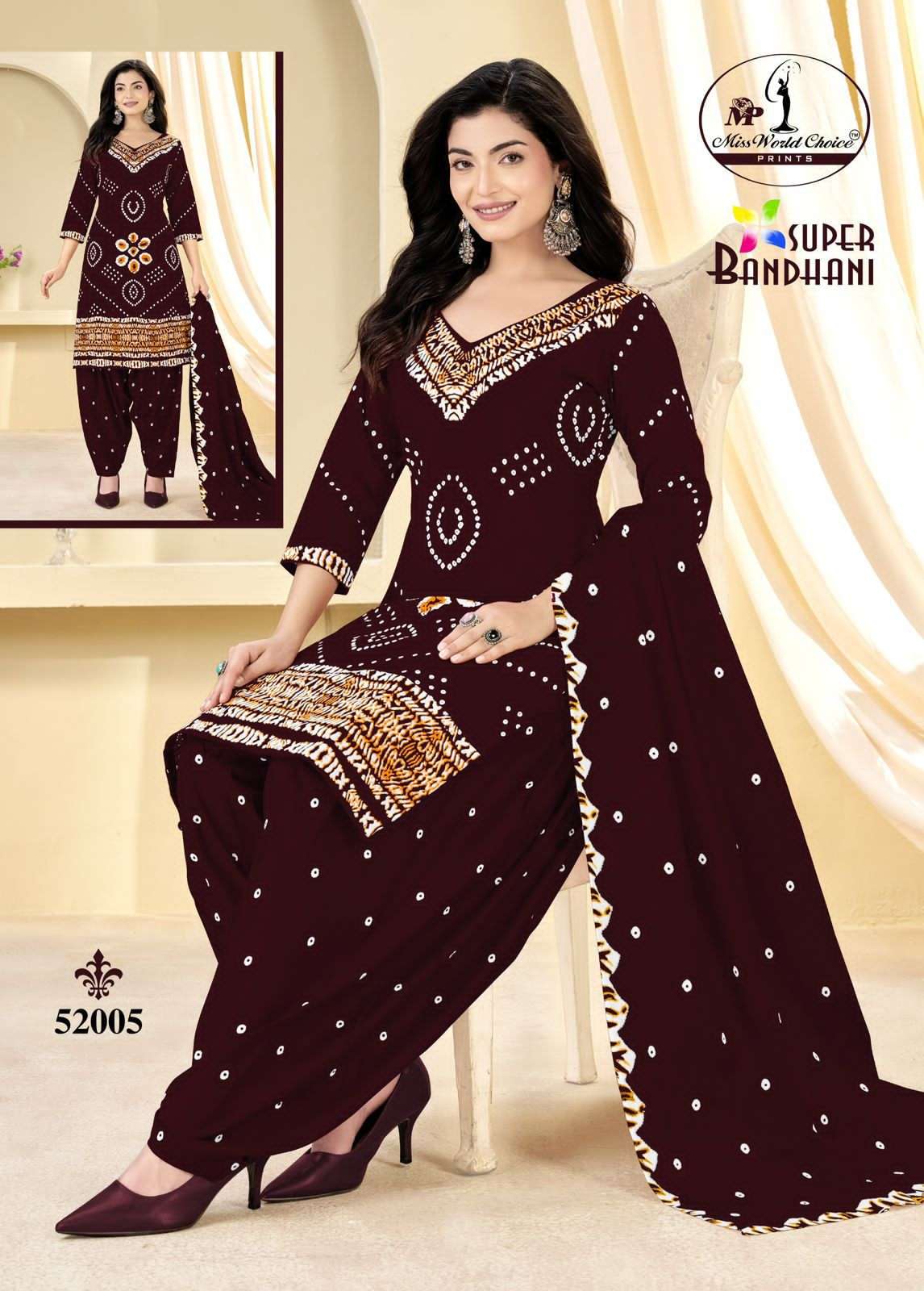 Miss World Choice Super Bandhani Vol 52 Pure Cotton Bandhani Dress Material - Amrah Wholesale