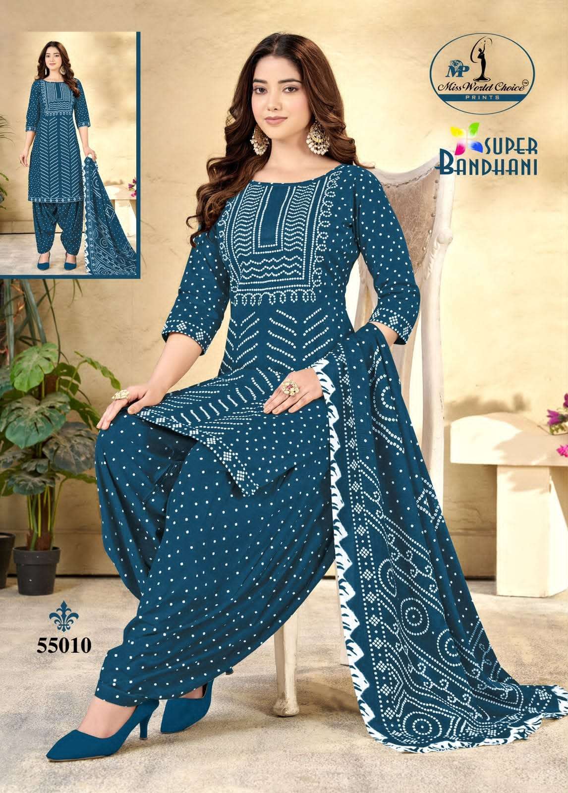 Miss World Choice Super Bandhani Vol 55 Pure Cotton Bandhani Dress Material Wholesale