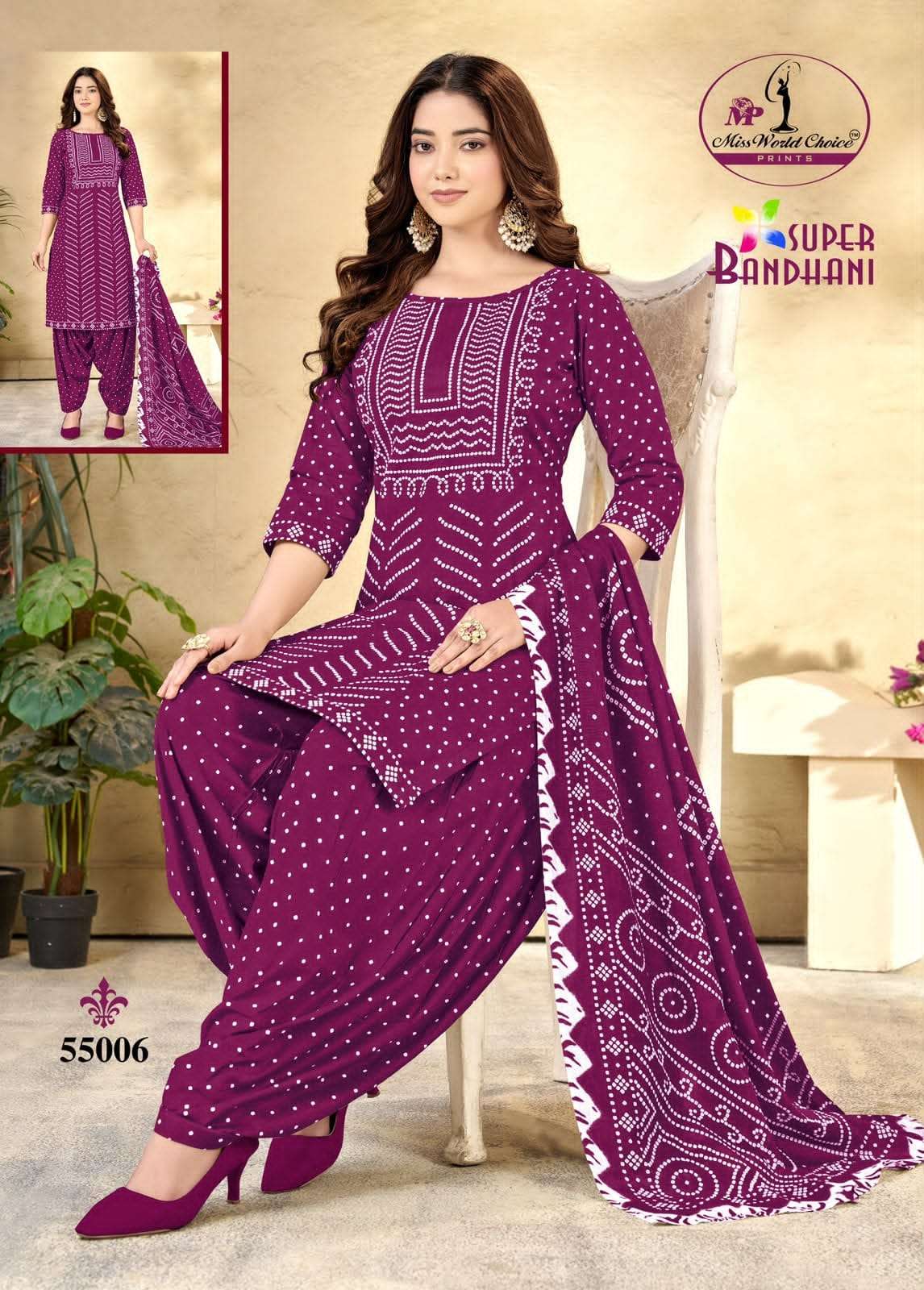 Miss World Choice Super Bandhani Vol 55 Pure Cotton Bandhani Dress Material Wholesale