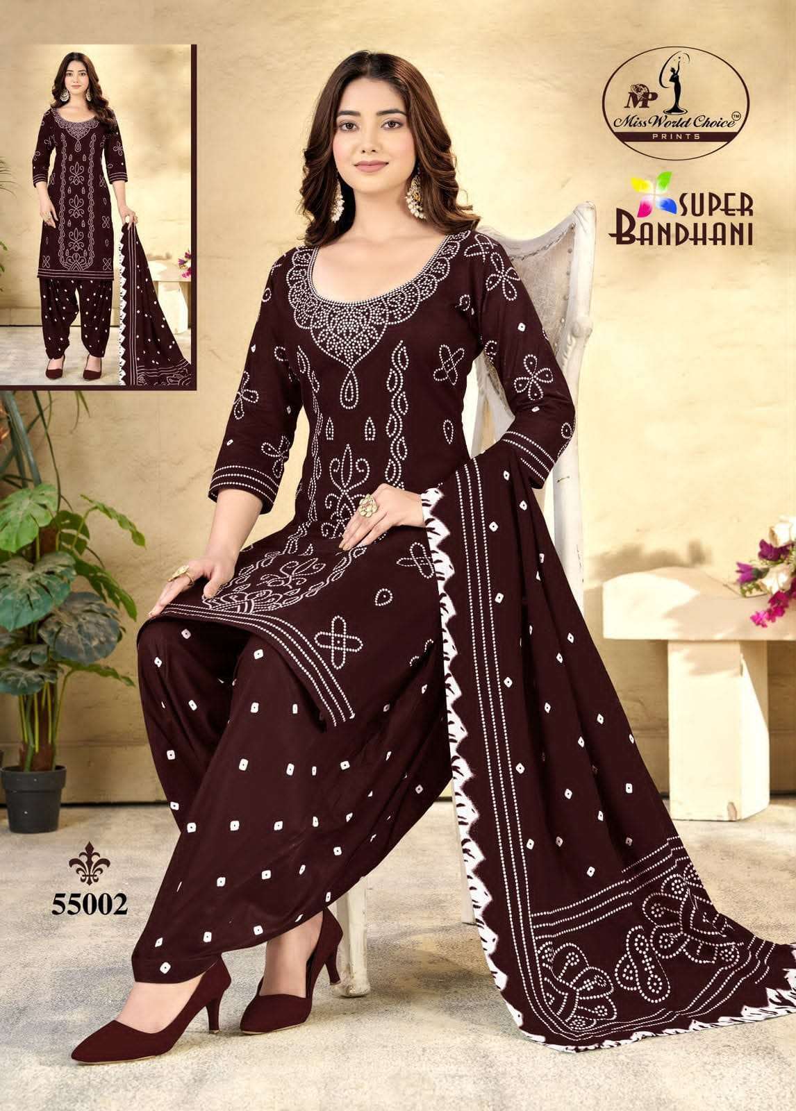 Miss World Choice Super Bandhani Vol 55 Pure Cotton Bandhani Dress Material Wholesale